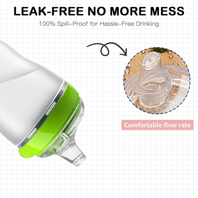 Sippy Spout Nipples for Comotomo Baby Bottles, Transition Straw Sippy Cup 100% Food Grade Silicone Soft Nipple, 6m+, Pack of 4