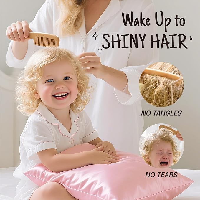 OLESILK 100% Mulberry Silk Toddler Pillowcase for Hair and Skin, Both Sides 19 Momme Pure Natural Silk Travel Pillow Cases with Hidden Zipper, 13"x 18", Light Plum