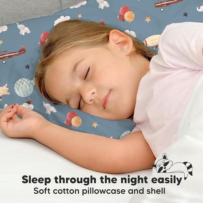 Toddler Pillow with Pillowcase - 13x18 My Little Dreamy Kids Travel Bed Pillows for Sleeping, Organic Cotton Small Pillowcase, Soft & Breathable, Machine Washable, Toddlers 2-5 Years Old (Up & Away)