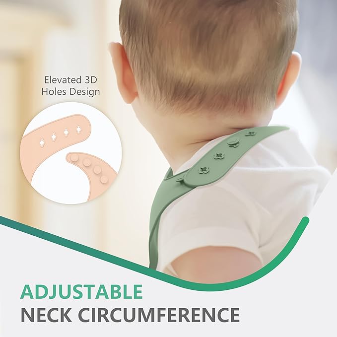 Cuddle Campus Set of 3 Silicone Bibs for Babies & Toddlers,Soft Adjustable Bibs with Pocket Food Catcher for Baby Girl,Boy