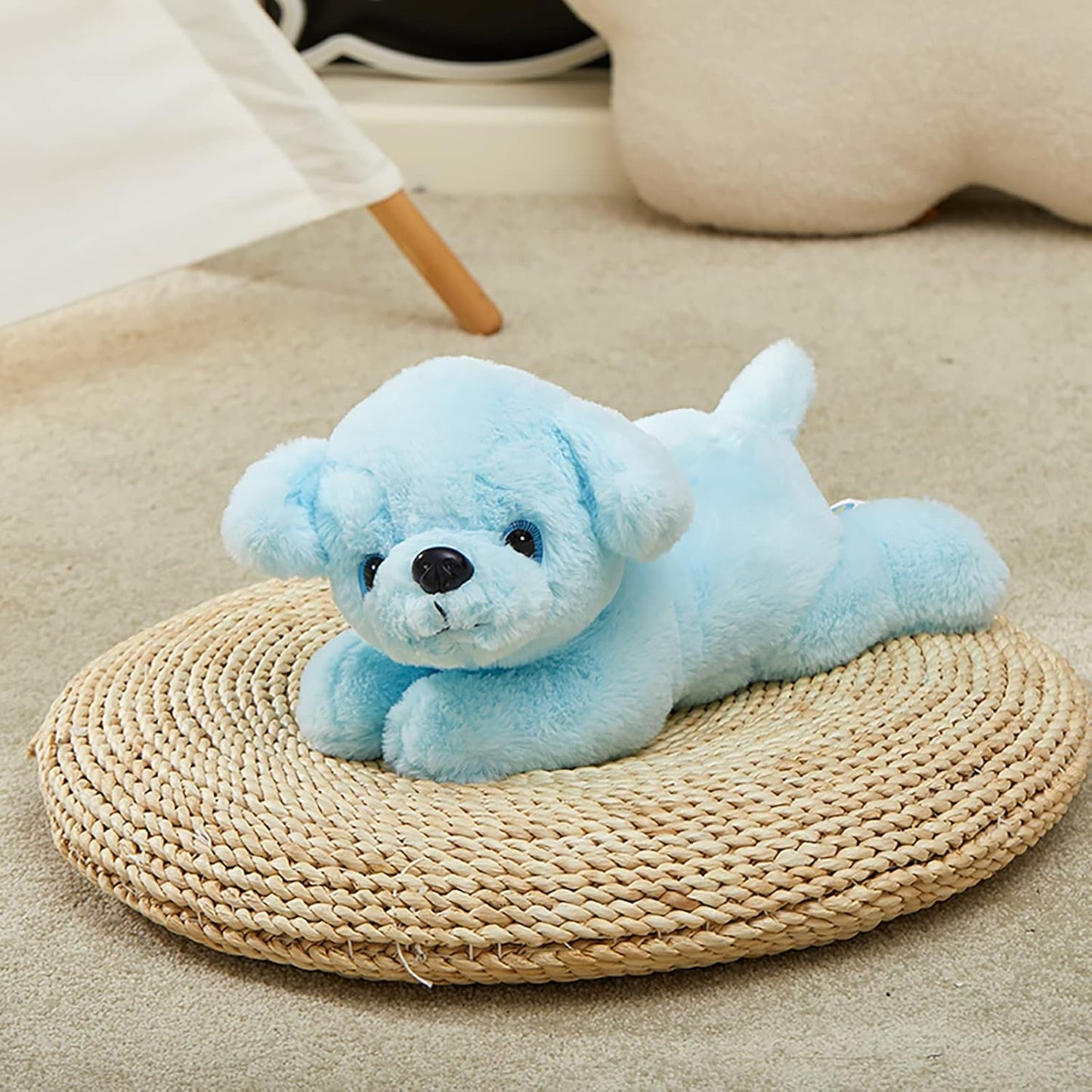 Glow Guards 15'' Blue Musical Dog Plush Soft Stuffed Animal Puppy with LED Night Lights Christmas Children's Day Birthday Gifts for Toddler Kids