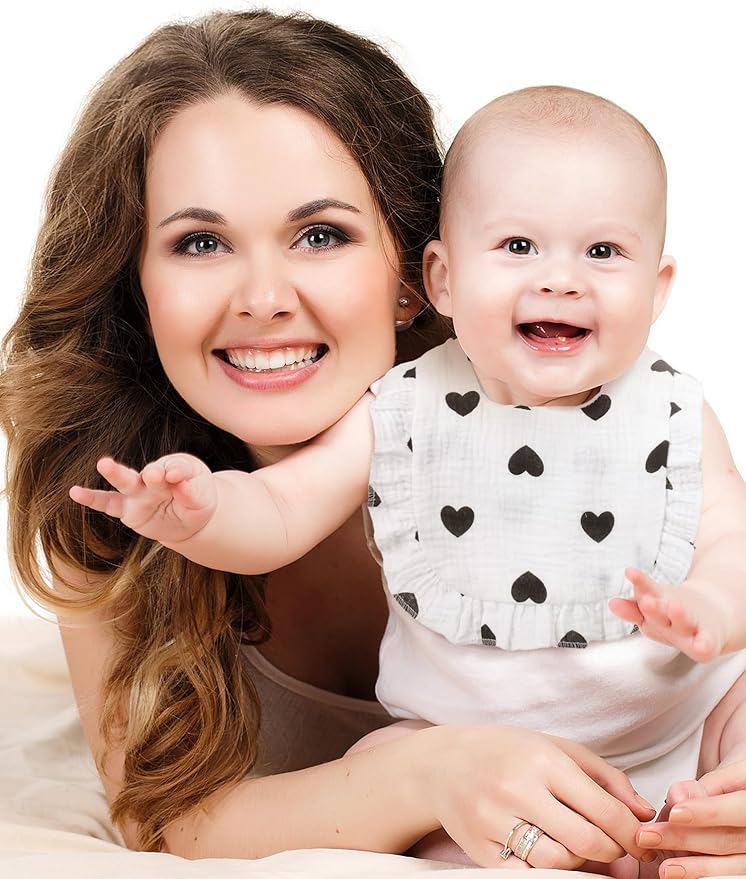 Geyoga 12 Pack Muslin Baby Bibs Adjustable Bandana Drool Bib for Unisex Cotton for Infants Boys Girls Teething