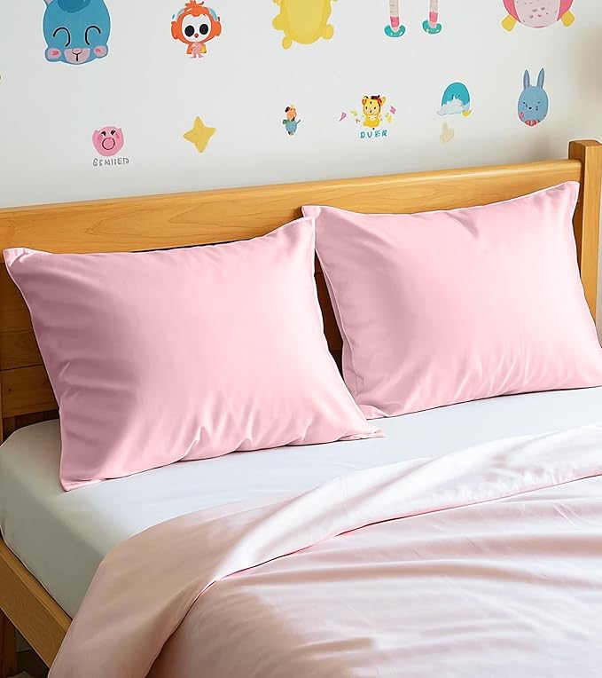 Deep Dream Toddler Pillowcases for 13x18 Pillow 2 Pack, 100% Cotton Travel Pillow Case Cover, 600 Thread Count Cotton Pillow Covers, Soft & Breathable Small Pillow Cases Envelope Closure, Lotus Pink