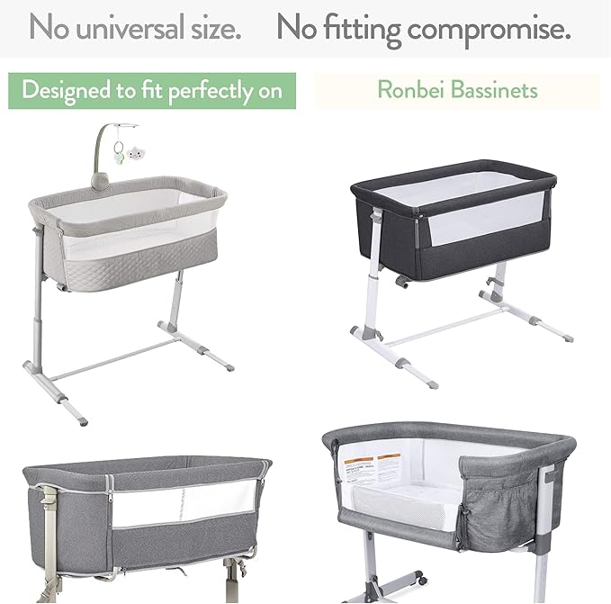 Bedside Sleeper Bassinet Sheets for 32 x 19 Inch Mattress Pad – Compatible with Ronbei, Pamobabe, Nordmiex Bassinet – 100% Jersey Cotton – Dusty Blue + Navy – 2 Pack