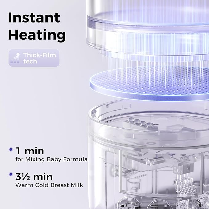 Portable Bottle Warmer for Travel - Instant Heating, Dishwasher Safe, 1°F Precise Temp Control, 30W Fast Charge, Long Battery Life, 17 Oz Capacity, Baby Milk Warmer for Breastmilk & Formula