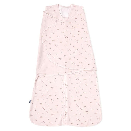 HALO 100% Cotton Sleepsack Swaddle, 3-Way Adjustable Wearable Blanket, TOG 1.5, Pink Floral, Small, 3-6 Months