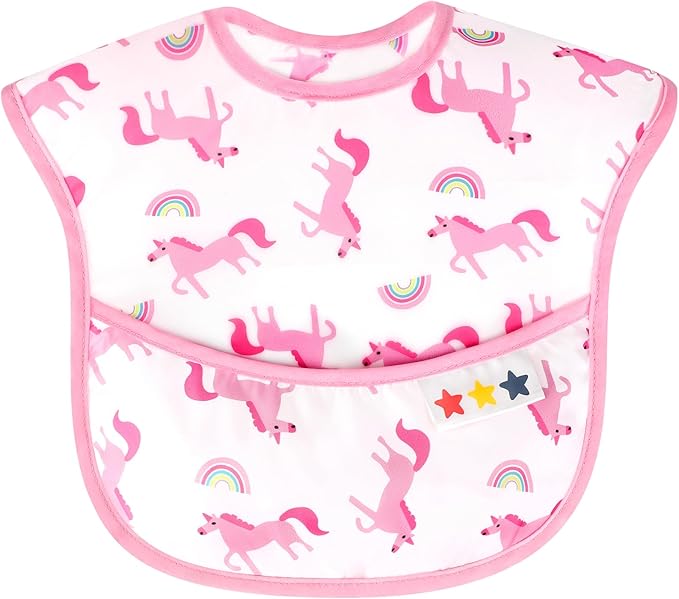 Accmor Baby Bibs, Waterproof Baby Toddler Bibs, Apron Smock Bib for Baby Boys Girls, Essential Must Have for Eating, Feeding