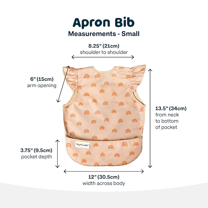 Tiny Twinkle Short Sleeve Apron Baby & Toddler Bib for Girls – Waterproof, Mess-Proof Bibs for Eating & Feeding, Machine Washable,Perfect Holiday Gift (Butterflies, 6–24M)