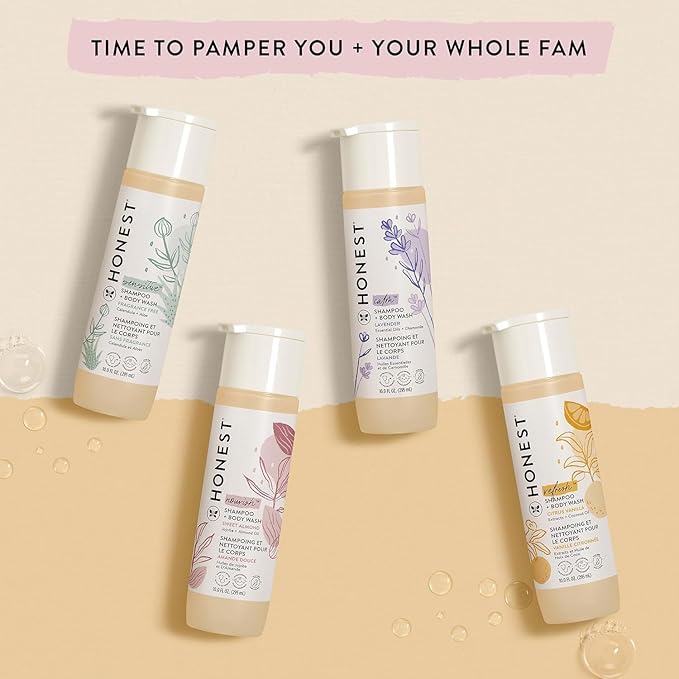 The Honest Company 2-in-1 Cleansing Shampoo and Body Wash for Sensitive Skin, Gentle Tear-Free Hypoallergenic Baby Wash with Naturally Derived Ingredients, Fragrance-Free, 18 fl oz