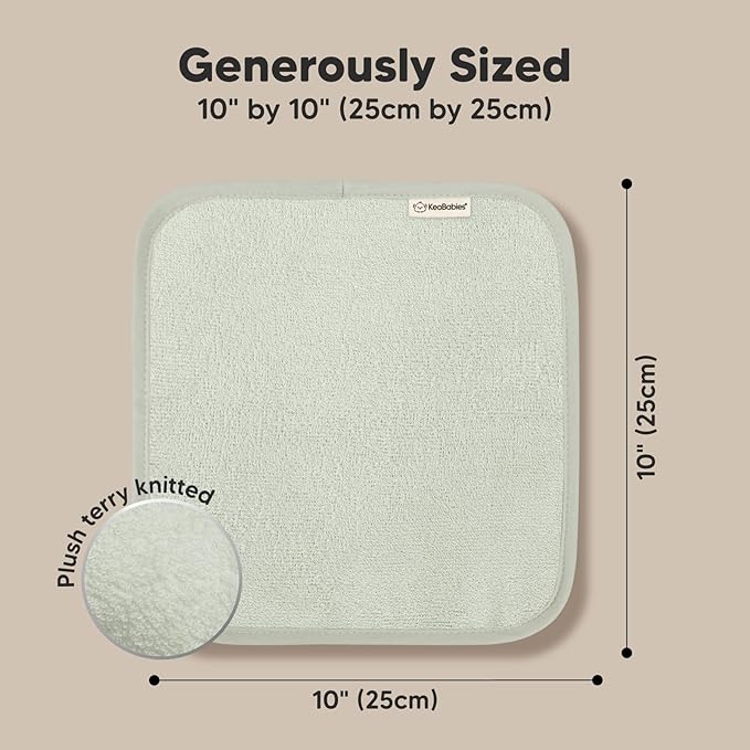 6-Pack Baby Washcloths - Soft Absorbent Viscose from Bamboo Wash Cloths for Babies, Kids, Toddlers, Infant, Newborn Bath Towels, Gentle on Sensitive Skin, 10x10 Reusable Face Towels (Dove)