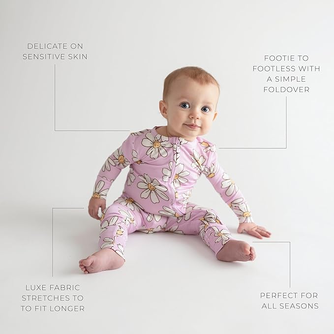 Posh Peanut Convertible Baby Sleepers - Girls Footless Baby Pajamas with 2 Way Zipper for Easy Diaper Changes