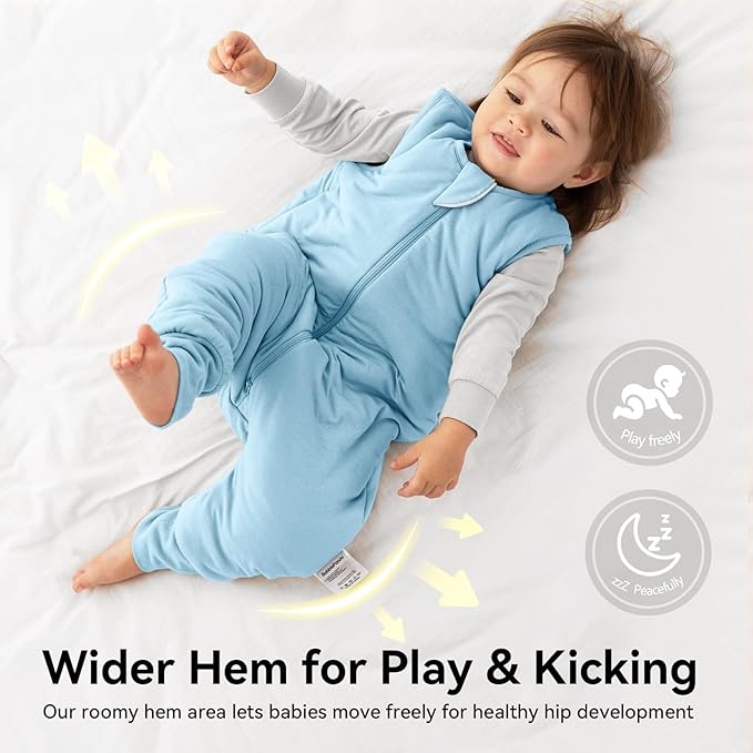 Rayon Made From Bamboo Sleep Sack 3t-4t 0.5 Tog Ultra Soft Summer Toddler Sleep Sack 36-48 Months with Feet 2-Way Zipper Lightweight Sleeping Bag Baby Wearable Blanket (2 Pack)-Green & Blue