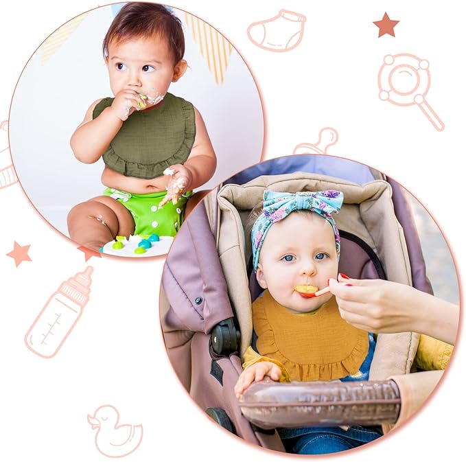 24 Pcs Muslin Baby Bibs Unisex Soft Muslin Drool Bibs Adjustable Baby Bandana Bibs Lap Shoulder Absorbent Teething Bibs for Baby Newborn Infants Toddlers Drooling Eating