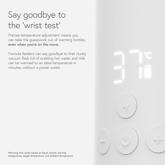 BuubiBottle Portable Milk Warmer for Baby by Quark - Rechargeable USB Bottle Warmer for Breastmilk, Water & Formula - Precise Temperature Control up to 122ºF - Breast Milk Warmer with LED Display