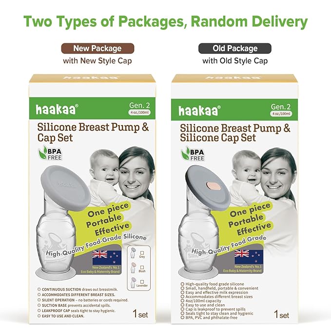 Haakaa Manual Breast Pump with Base 4 Fl Oz/100ml+Lid