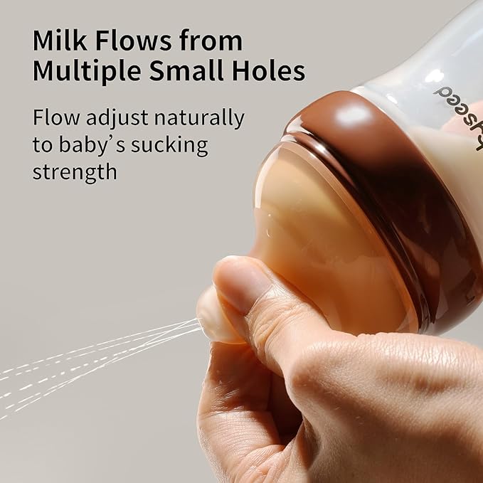 Thyseed Glass Natural Anti-Colic Baby Bottles | Newborn Breast Like Nursing Bottle for Breastfed Babies with Nipple(0-1 Months), 5oz, 2 Pack