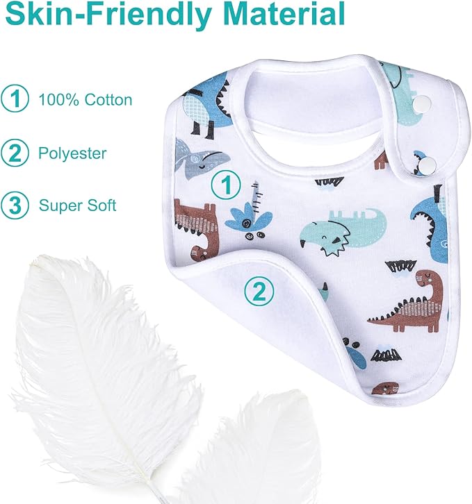 Baby Bibs Soft and Absorbent Organic Cotton Bandana Drool Bibs Set for Boys Girls Newborn 0-36 Months