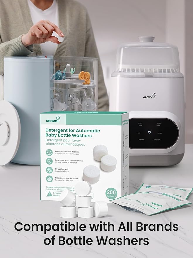 GROWNSY Washing Detergent Tablets 200PCS for Momcozy, Baby Brezza Bottle Washer, Bottle Washer Tablets Compatible with All Brands Baby Bottle Washers