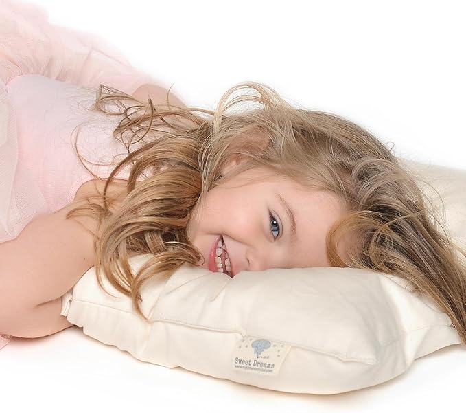 Organic Toddler Pillow Made in the USA and Organic Cotton Pillowcase - 13x18 Soft Natural Cotton Toddler Pillow for Sleeping - Washable Baby Nap Pillow - Travel Pillow - Kids Sleeping Bedding