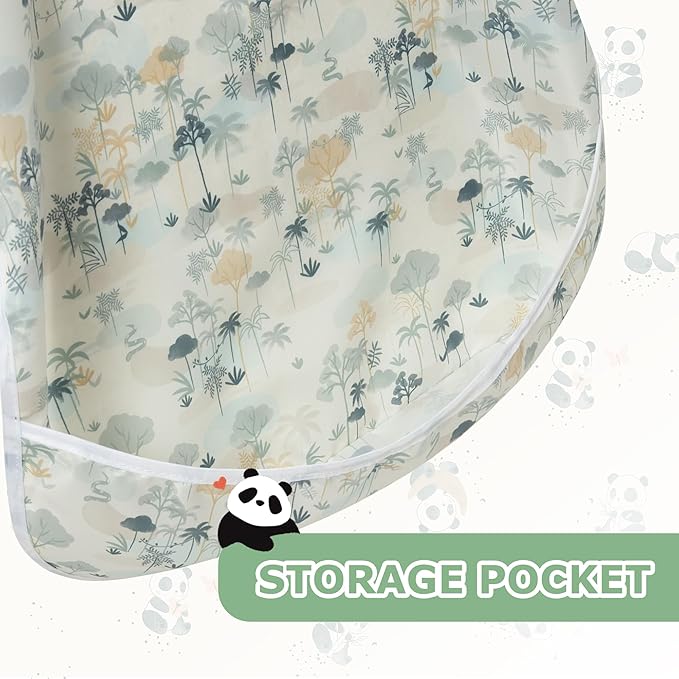 Little Dimsum Baby Bib with Pocket Waterproof Toddler Bibs Infant Feeding Bibs for Boys and Girls, Pack of 2 Colors