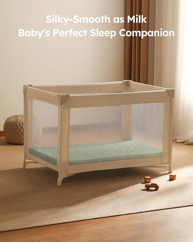 Pack and Play Sheets Fitted 3 Pack, Mini Crib Sheets for Pack N Play Mattress Stretchy Portable Playard Sheets, Soft Breathable Green Gray Constellation