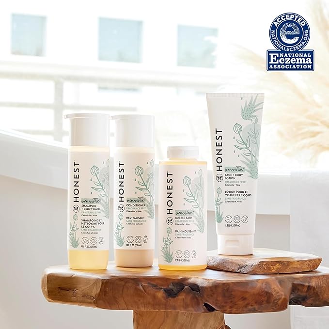 The Honest Company 2-in-1 Cleansing Shampoo and Body Wash for Sensitive Skin, Gentle Tear-Free Hypoallergenic Baby Wash with Naturally Derived Ingredients, Fragrance-Free, 10 fl oz