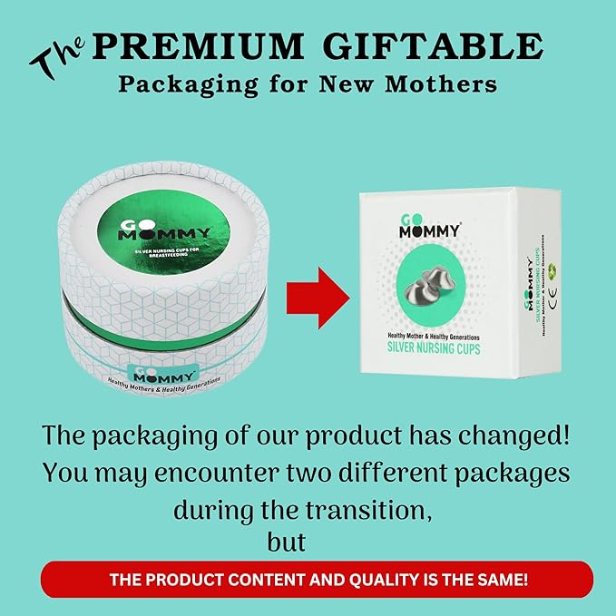 Silver Nipple Shields for Breastfeeding Newborn & A Breastfeeding Essential by Go Mommy - Silver Nursing Cups for Sore Nipple Relief, Protects & Heals Cracked Nipples