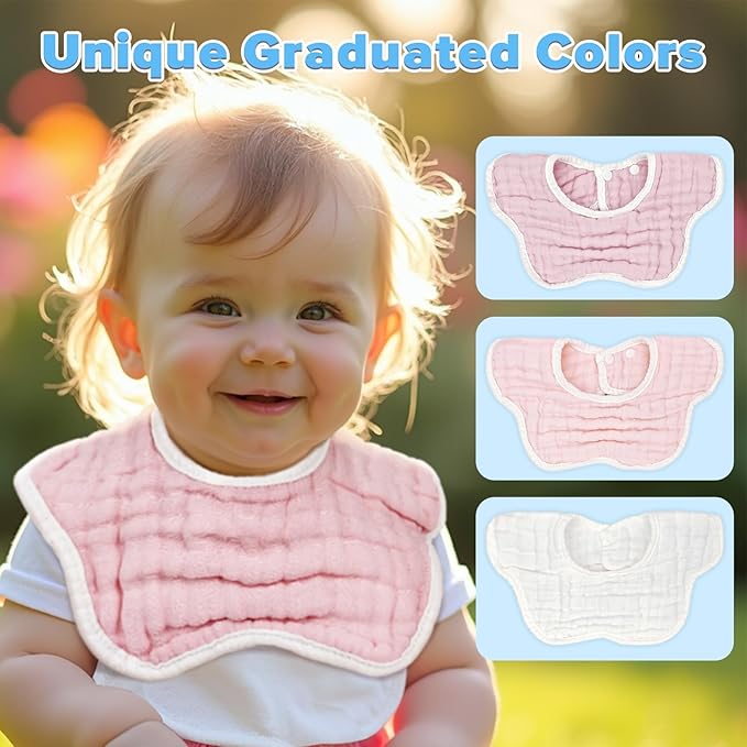 Muslin Baby Bibs for Drooling and Teething Newborn Drool Bibs for Baby Girl Boy