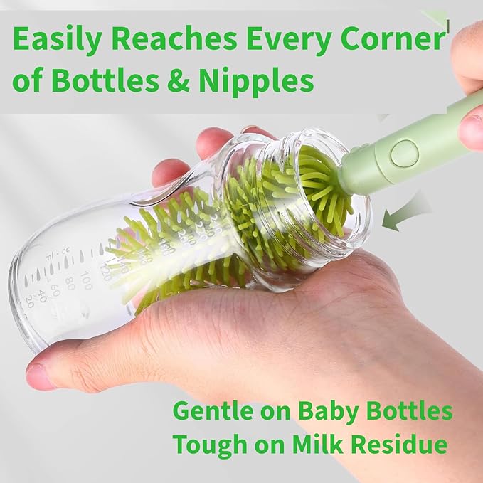 Travel Bottle Cleaner kit, 7in1 Baby Toddler Travel Essential Silicone Bottle Brush Set, Nipple, Drying Rack, Straw, & Breast Pump Cleaning, Soap Dispenser & Organizer Case, Gift for Mom