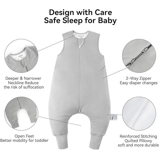 Rayon Made from Bamboo Toddler Sleep Sack with Feet 1.0 Tog Ultra Soft Toddler Sleeping Sack 3t-4t Sleep Bag Walker Quilted Wearable Blanket with Legs 2-Way Zipper Lightweight Extra Long