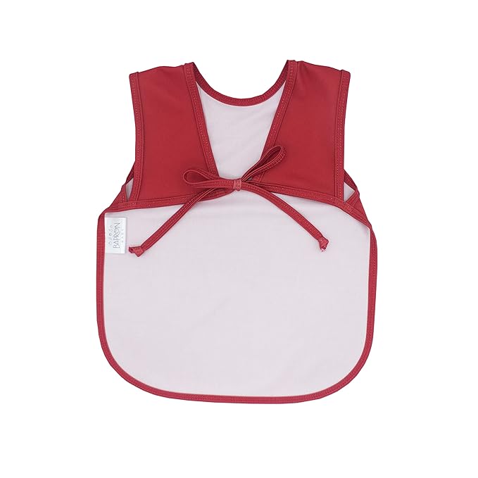 BapronBaby Minimalist Cranberry Bapron - No Neck Tie Safer Bib for Baby & Toddler - Soft Waterproof Stain Resistant - Machine Washable - Sz Baby/Toddler 6m-3T