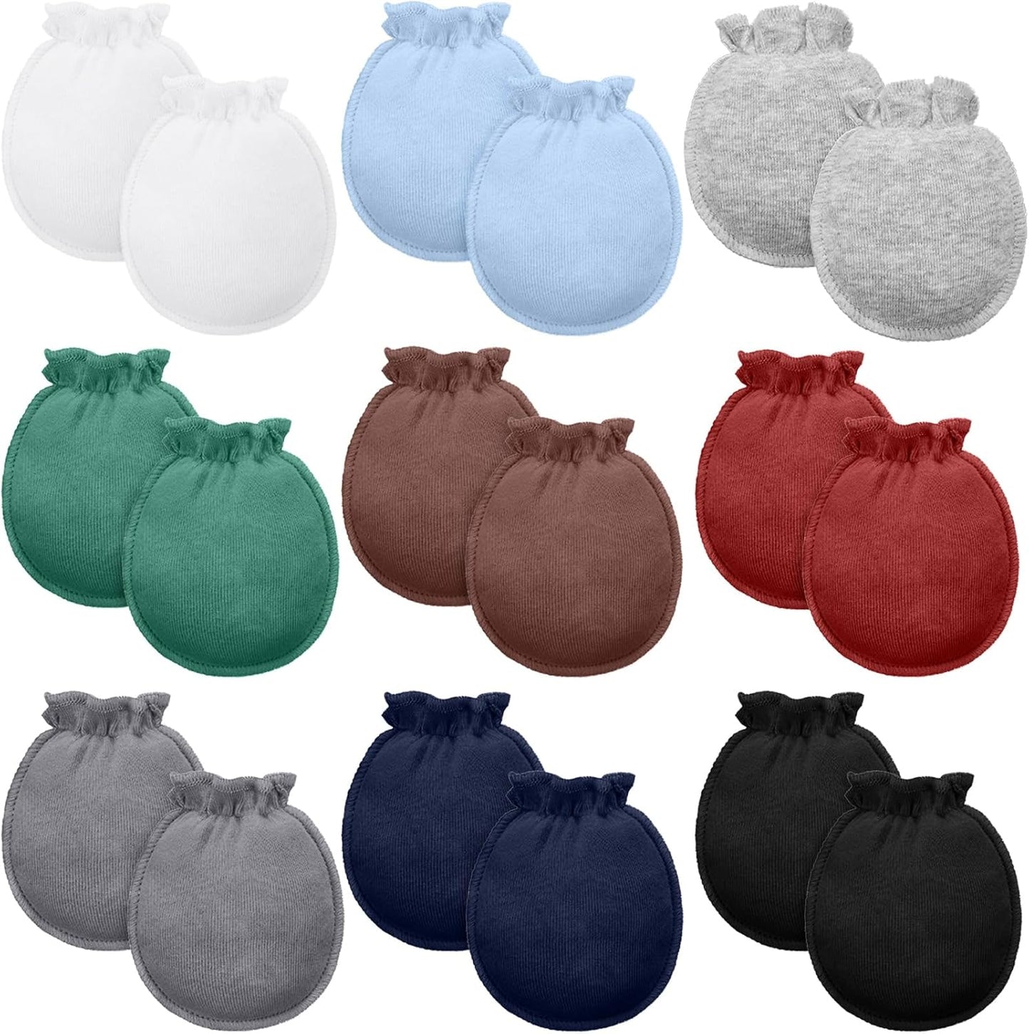 9 Pairs Newborn Baby Boys Girls Mittens 0-6 Months Infant Toddler Mittens No Scratch Solid Color Gloves