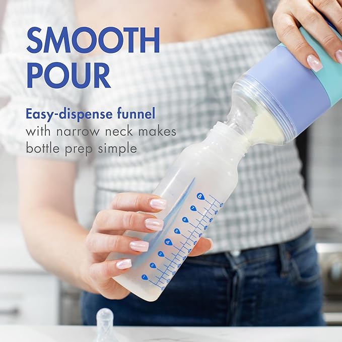 Boon Triful Baby Formula Dispenser On The Go - Insulated Stainless Steel Formula Containers with Stacking Design - Baby Bottle-Feeding Supplies for Travel - Blue