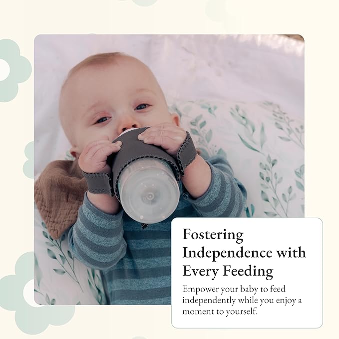 Baby Bottle Sleeve for Self-Feeding - Neoprene Baby Bottle Cover for Infants & Toddlers - BPA-Free, Adjustable Velcro Fit - for Ages 5 to 18 Months - Machine Washable (Baby Pink)