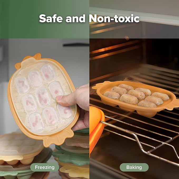 Haakaa Baby Fruit Food Feeder & Silicone Freezer Nibble Tray Combo - Breastmilk Popsicle Mold for Baby Cooling Relief, BPA Free Baby Mesh Food Feeder for Infant Self Feeding - Marigold