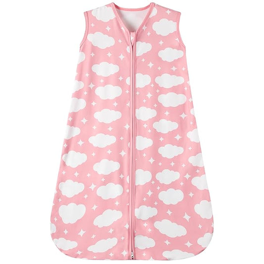 Baby Sleep Sack 18-24 Months Baby Wearable Blanket 100% Rayon Cotton 2-Way Zipper Toddler Sleeping Sack，Comfy Soft Lightweight TOG 0.3（Cloud）