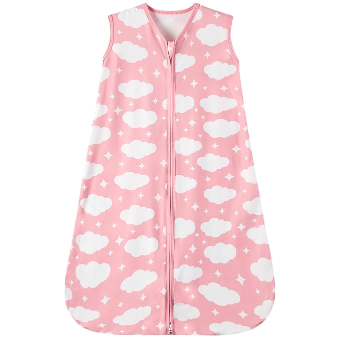 Baby Sleep Sack 12-18 Months Baby Wearable Blanket 100% Rayon Cotton 2-Way Zipper Toddler Sleeping Sack，Comfy Soft Lightweight TOG 0.3（Cloud）