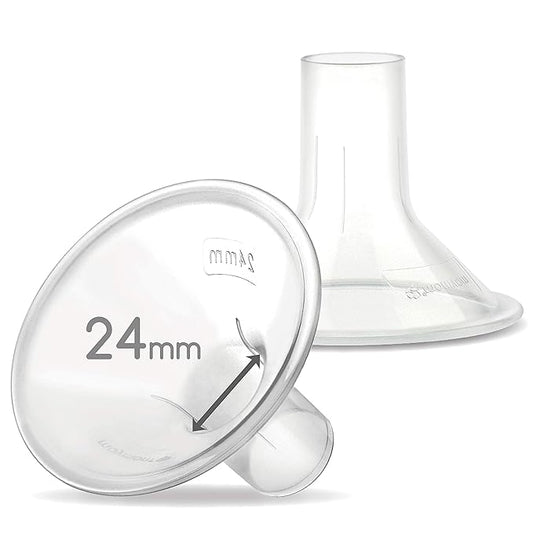 Maymom MyFit 24mm Medium, Two-Piece Design Breastshields, Compatible with Medela Pump Parts; Compatible with Medela PersonalFit Flex Breastshield, Freestyle Pump Parts, Ideal for HandsFree Bra, 2pcs