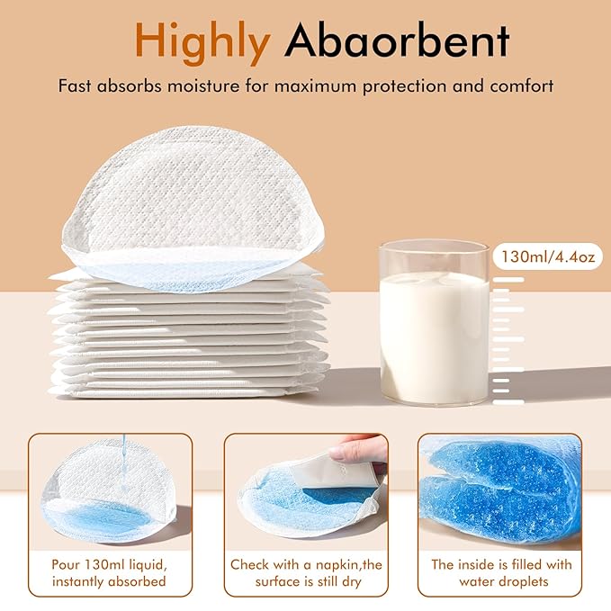 NCVI Disposable Nursing Pads, Breastfeeding Pads for Leaking Milk, Stay Dry & Ultra Absorbent, Breast Pads with Leak-Proof Design, Nipple Pads Thin and Soft, 80 Count