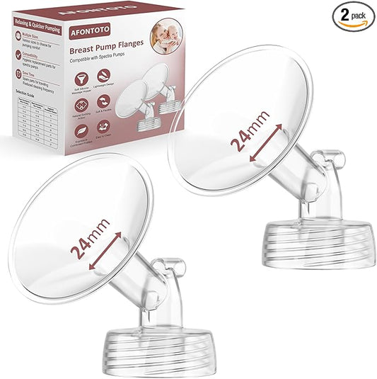 24mm Flanges Compatible with Spectra S2 S1 9 Plus Synergy Gold Breastpump, Not Original Spectra Replacement Pump Parts, Wide Mouth Flange Accessories for Elastic Nipples Work with Backflow Protector