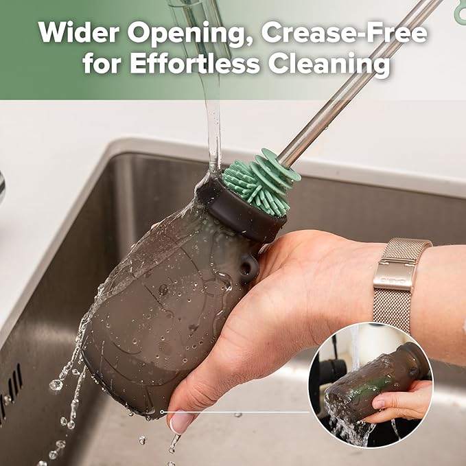 haakaa Hippo Wide Opening Silicone Goody Pouch – Reusable Pouches for Toddlers, Reusable Baby Food Pouches with Wide Neck for Quick Filling & Cleaning, 9oz, 2 Pack, (Grey)