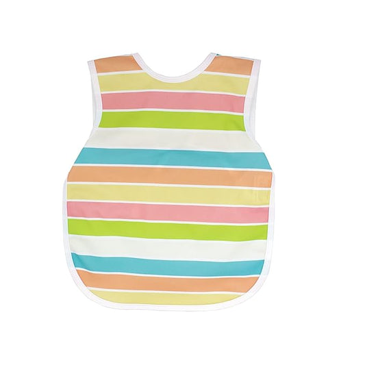 BapronBaby Rainbow Stripes Bapron - No Neck Tie Safer Bib for Baby & Toddler - Soft Waterproof Stain Resistant - Machine Washable - Sz Preschool 3-5yrs