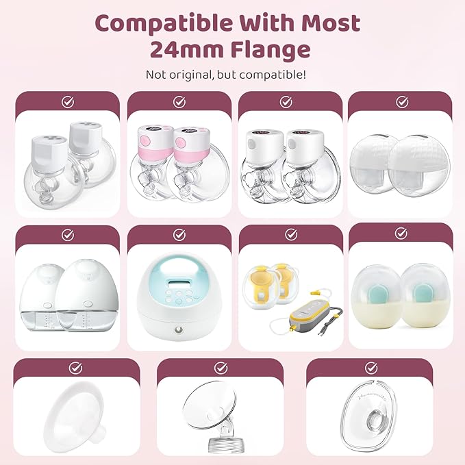 Flange Inserts 15mm for 24mm Flange/Shield, Flange Sizing Kit Silicone Flange Insert, Reduce 24mm Nipple Tunnel Down to 13mm, Breastfeeding Essentials Kit for New Moms, 2PCS