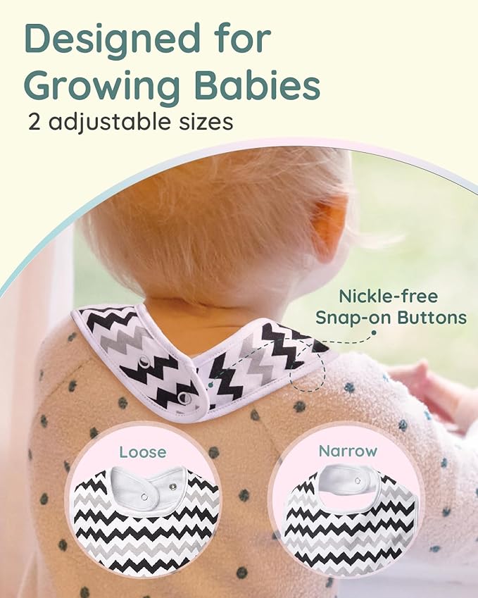 Lilian&Gema Baby Bibs 8 Pack Baby Drool Bibs for Unisex Boys Girls,Soft Cotton Bibs for Teething and Drooling Newborn