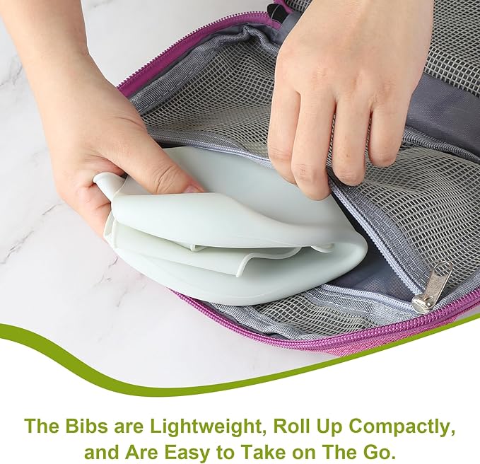 Accmor Silicone Baby Bibs, Waterproof Soft Bibs for Baby Girls Boys Feeding Eating, Silicone Baby Bibs with Large Pocket