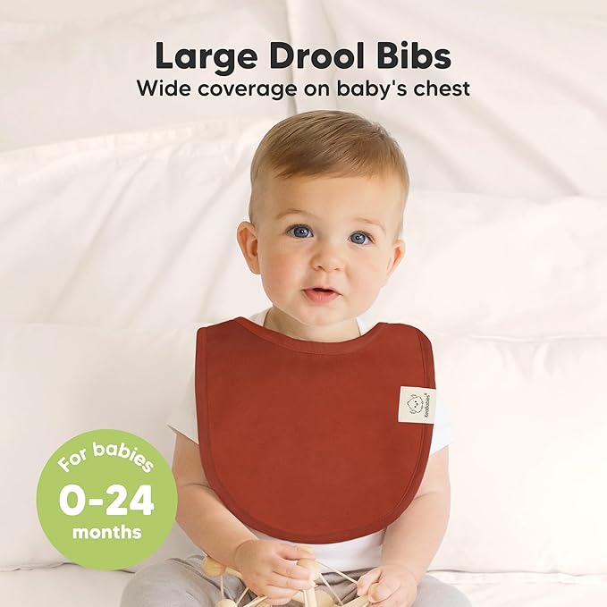 8-Pack Organic Baby Bibs for Boys, Girls - Soft Cotton Drooling and Teething Bibs for Baby Girl & Boy, Extra Absorbent, Easy To Clean & Put On for Toddler, Newborn, Infant 0-24 Months (Sahara)
