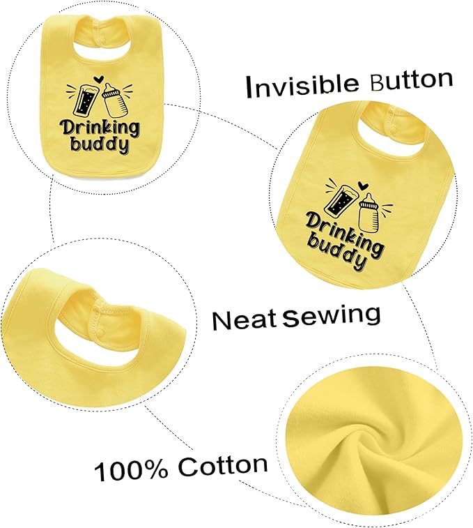 Baby Twins Bibs Drinking Buddy Newborn Baby Bibs Cute Unisex Bibs Set Toddler Baby Boy Girl Bibs