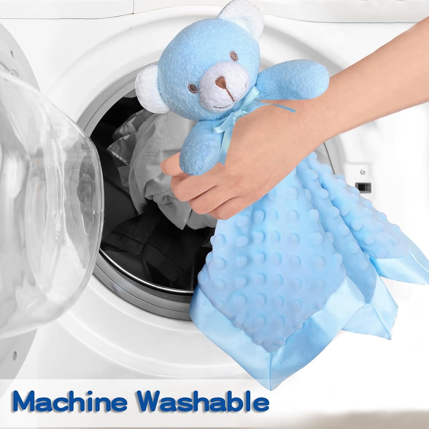 Loveys for Babies, Soft Baby Security Blanket Lovies for Babies, Stuffed Animals Blankie for Newborn Infant with Baby Snuggle Toy, Boys Gilrs Gifts Blue Bear Security Blanket 16 Inch