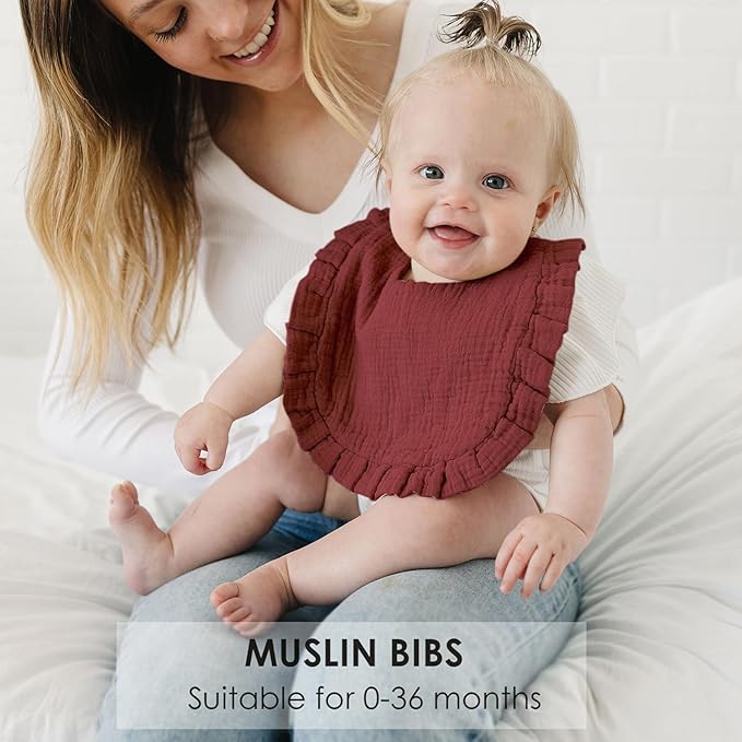 Baby Muslin Bibs Bandana Drool Bibs for Unisex Boys & Girls, Soft and Absorbent Cotton Teething Drooling Bib Set for Newborn Toddler