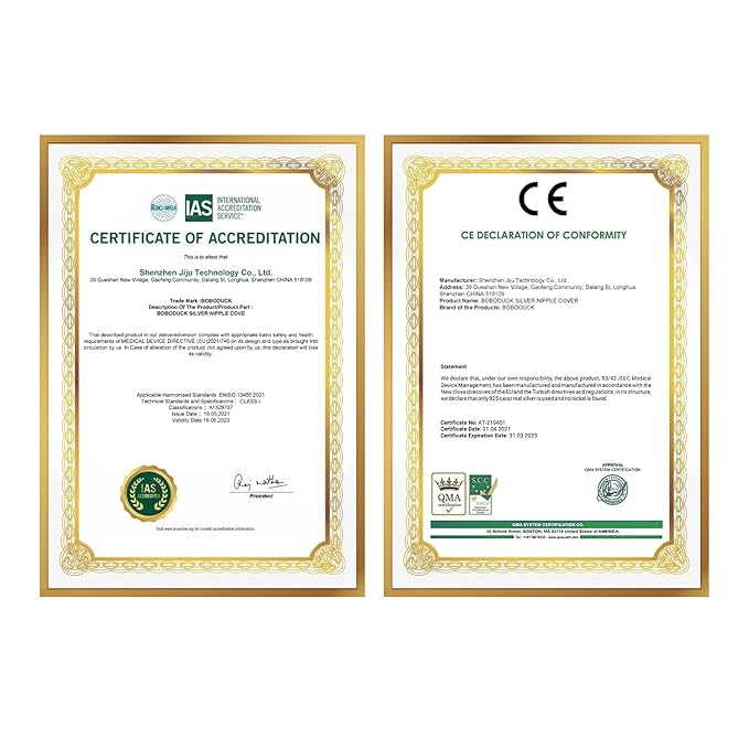 Boboduck The Original Silver Nursing Cups - Nipple Shields for Nursing Newborn, Newborn Breastfeeding Essentials Must Haves for Soothe and Protect Your Nursing Nipples - 925 Silver (Regular Size)